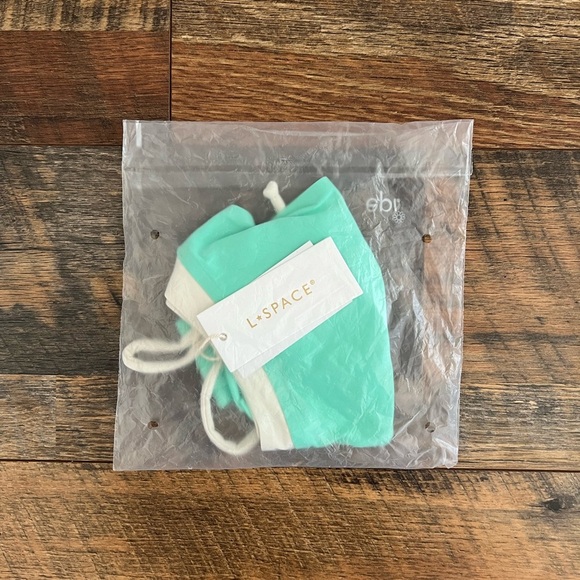 NWT L*Space Fused Mackena Bitsy Bikini Bottom in Bright Teal/Cream - Picture 5 of 6